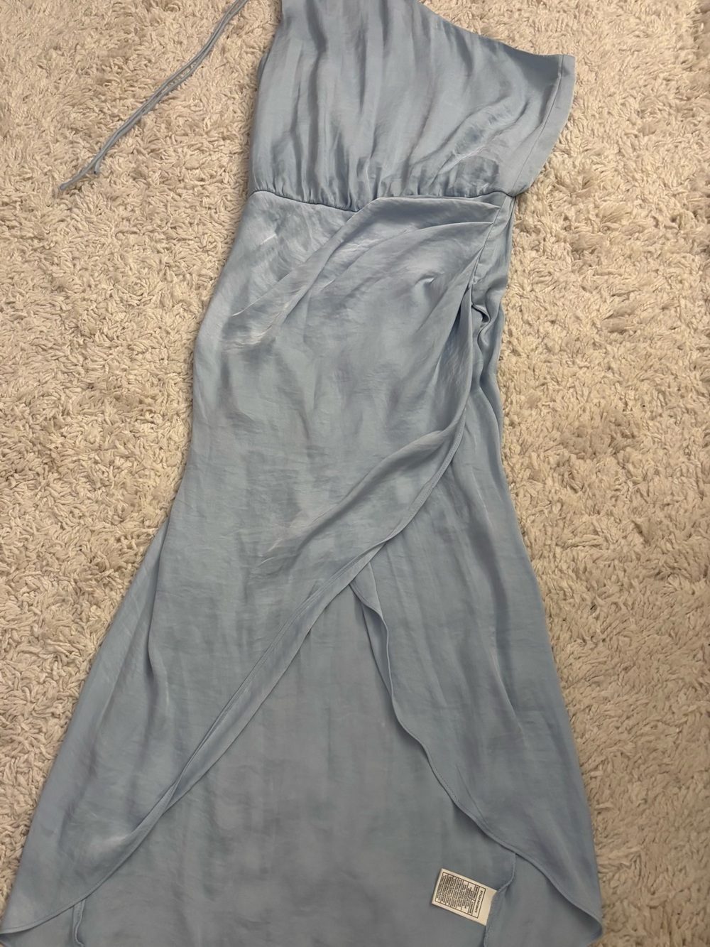 Steve Madden Pale Blue One-Shoulder Wrap Maxi Dress